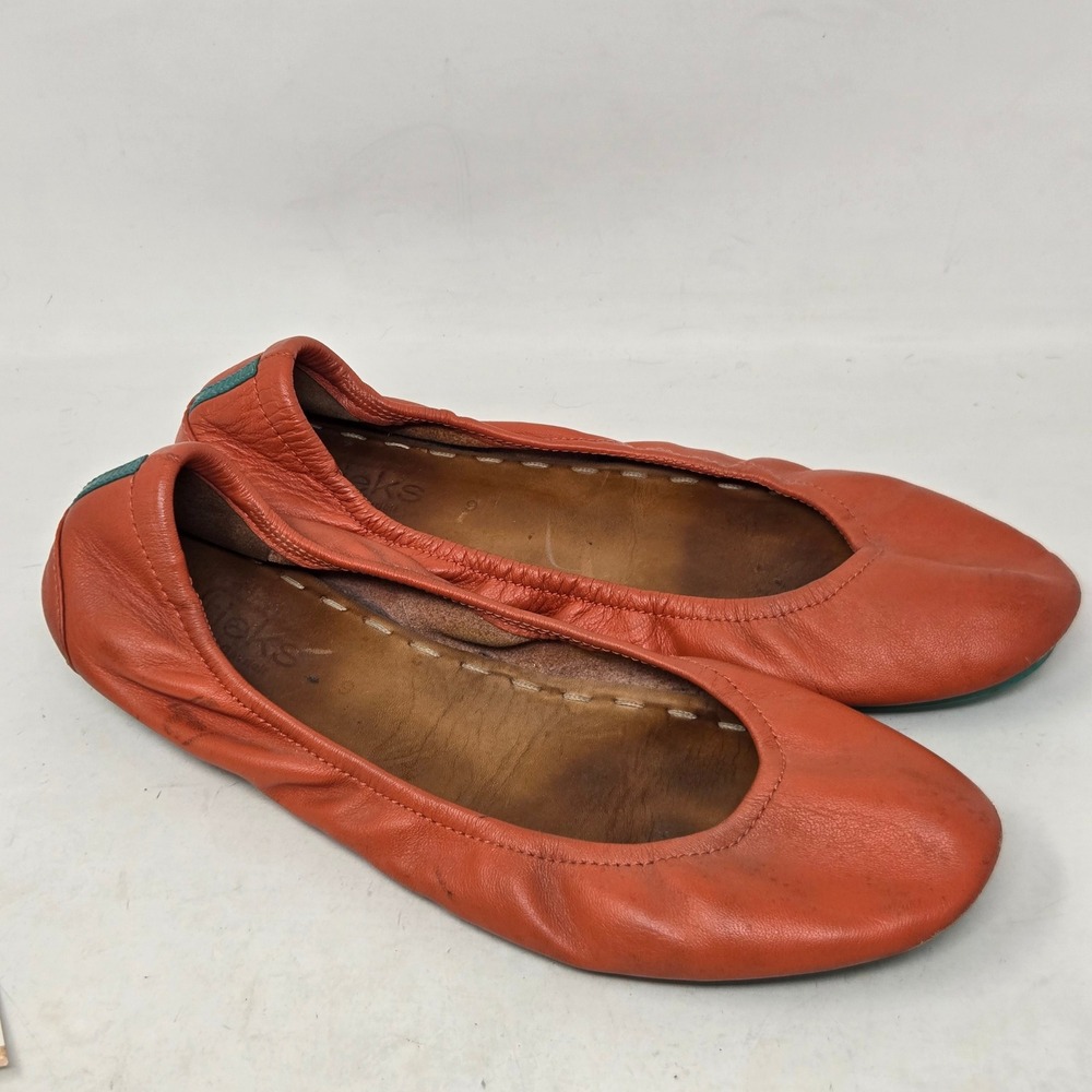 Tieks by Gavrieli Orange Leather Foldable Ballet Flats Womens Size 9